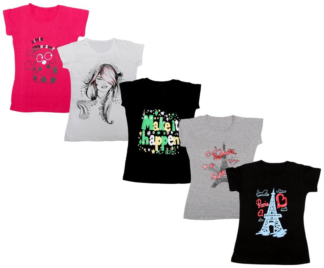 

Indiweaves Girl Cotton Printed T shirt - Multi