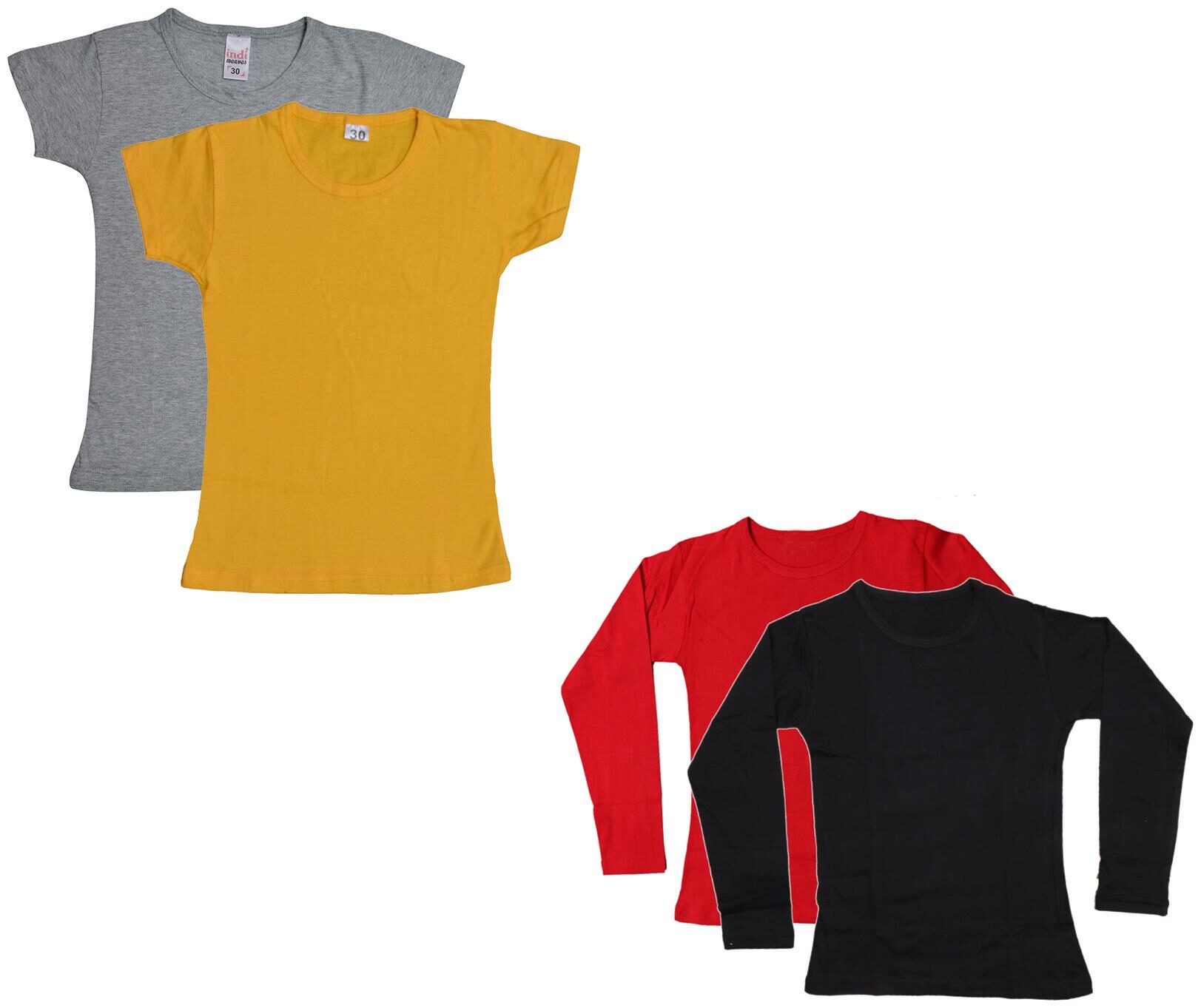 

Indiweaves Girl Cotton Solid T shirt - Multi
