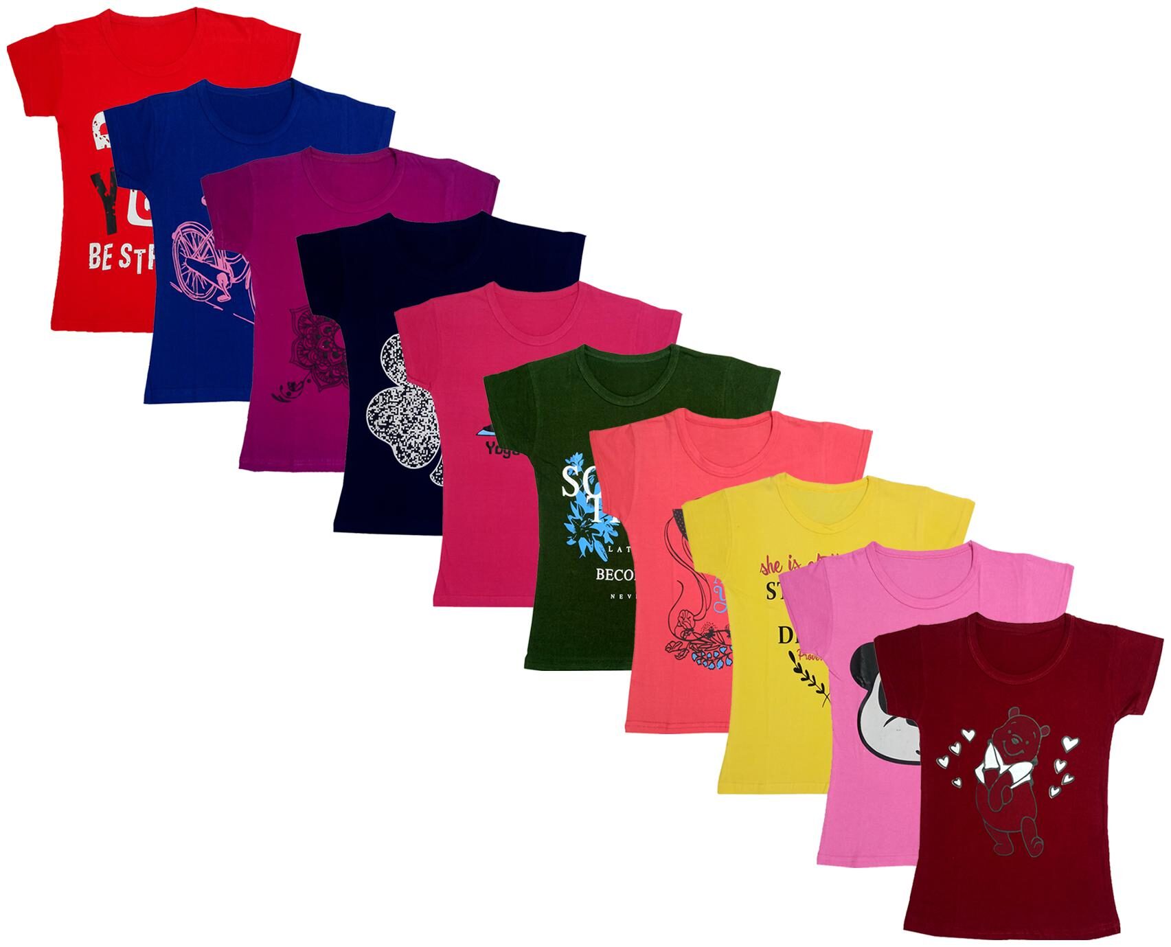 

Indiweaves Girl Cotton Printed T shirt - Multi
