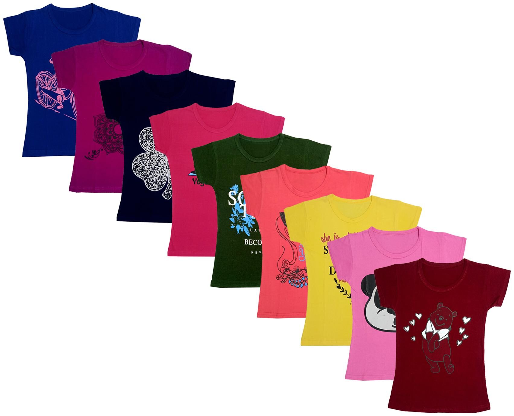 

Indiweaves Girl Cotton Printed T shirt - Multi