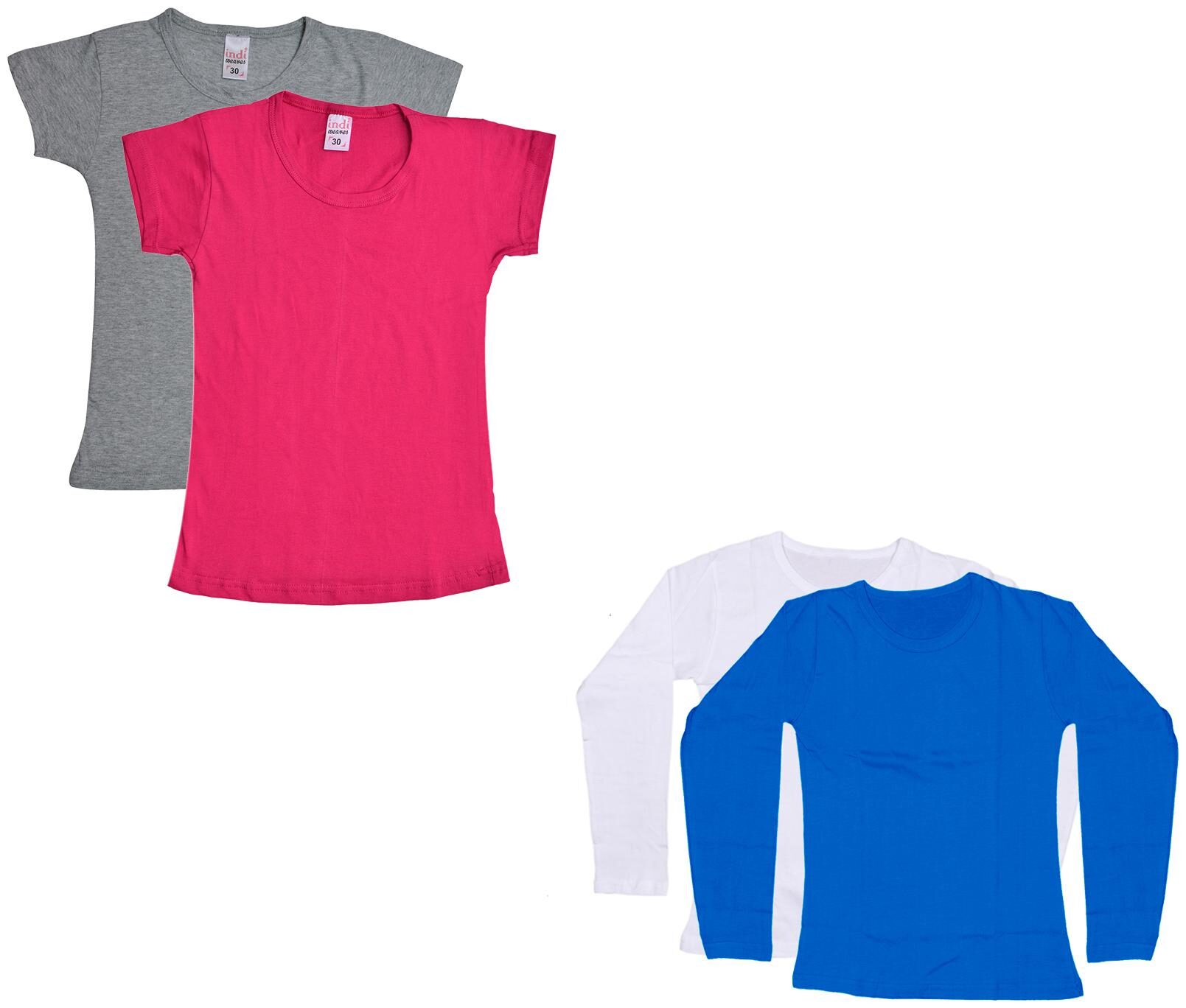 

Indiweaves Girl Cotton Solid T shirt - Multi