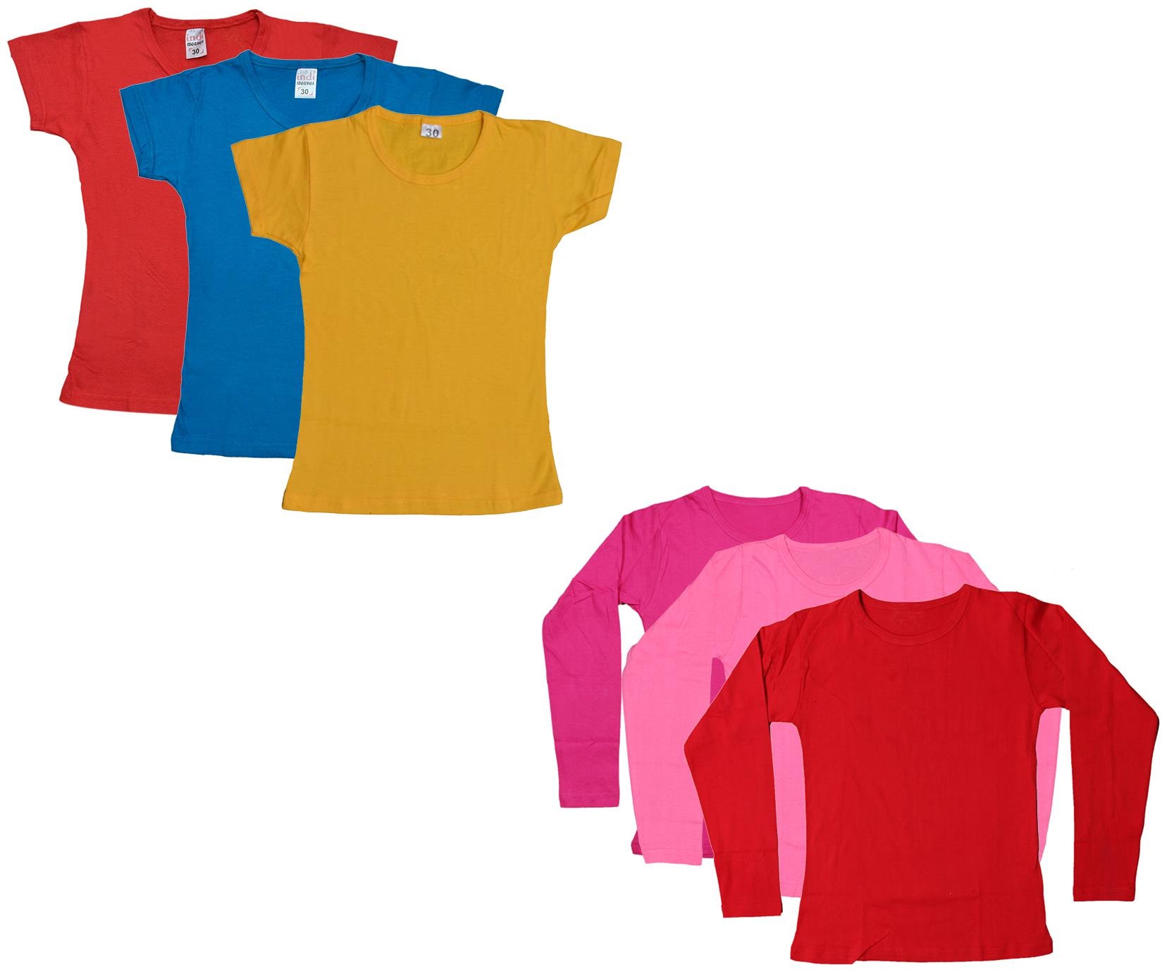 

Indiweaves Girl Cotton Solid T shirt - Multi