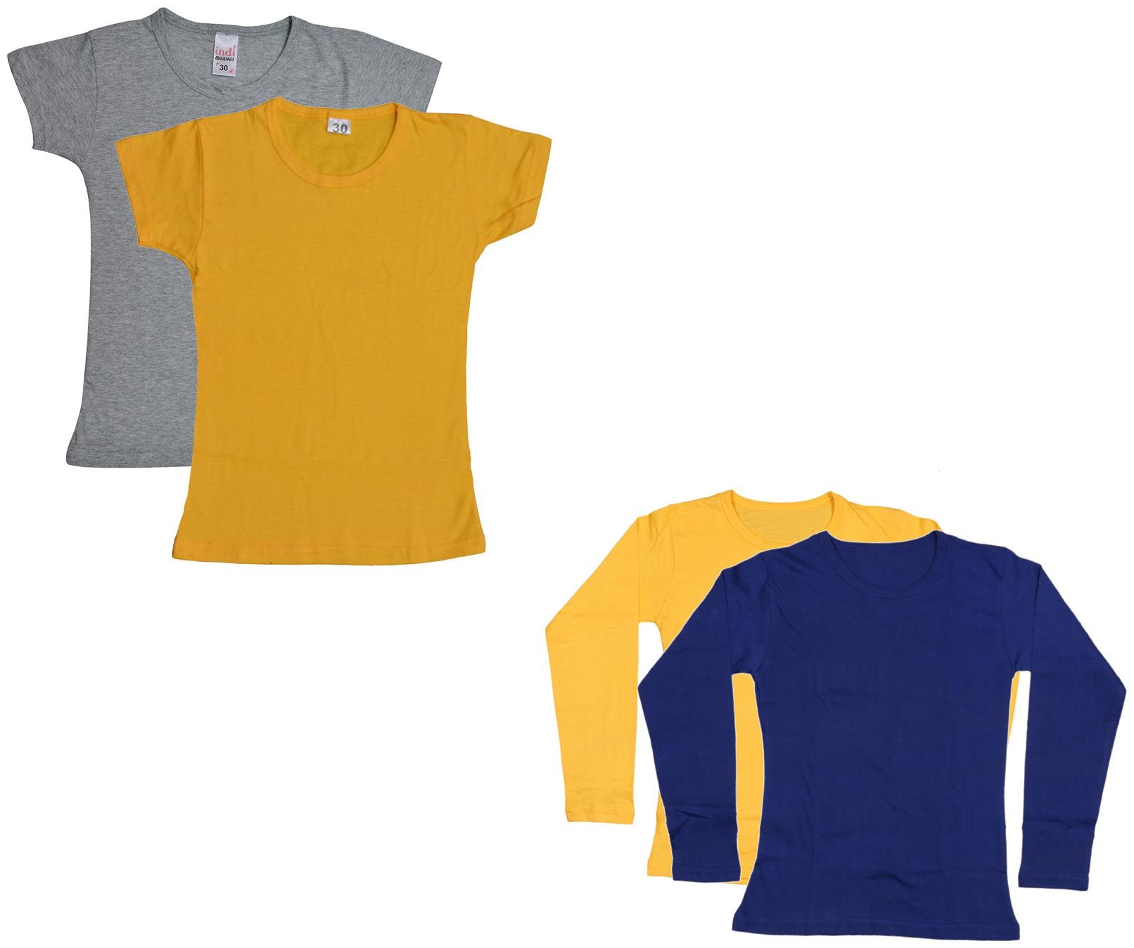 

Indiweaves Girl Cotton Solid T shirt - Multi