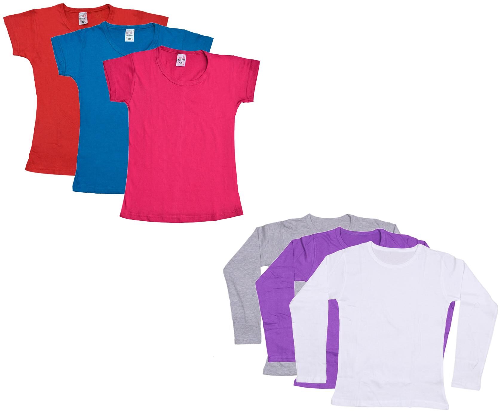 

Indiweaves Girl Cotton Solid T shirt - Multi