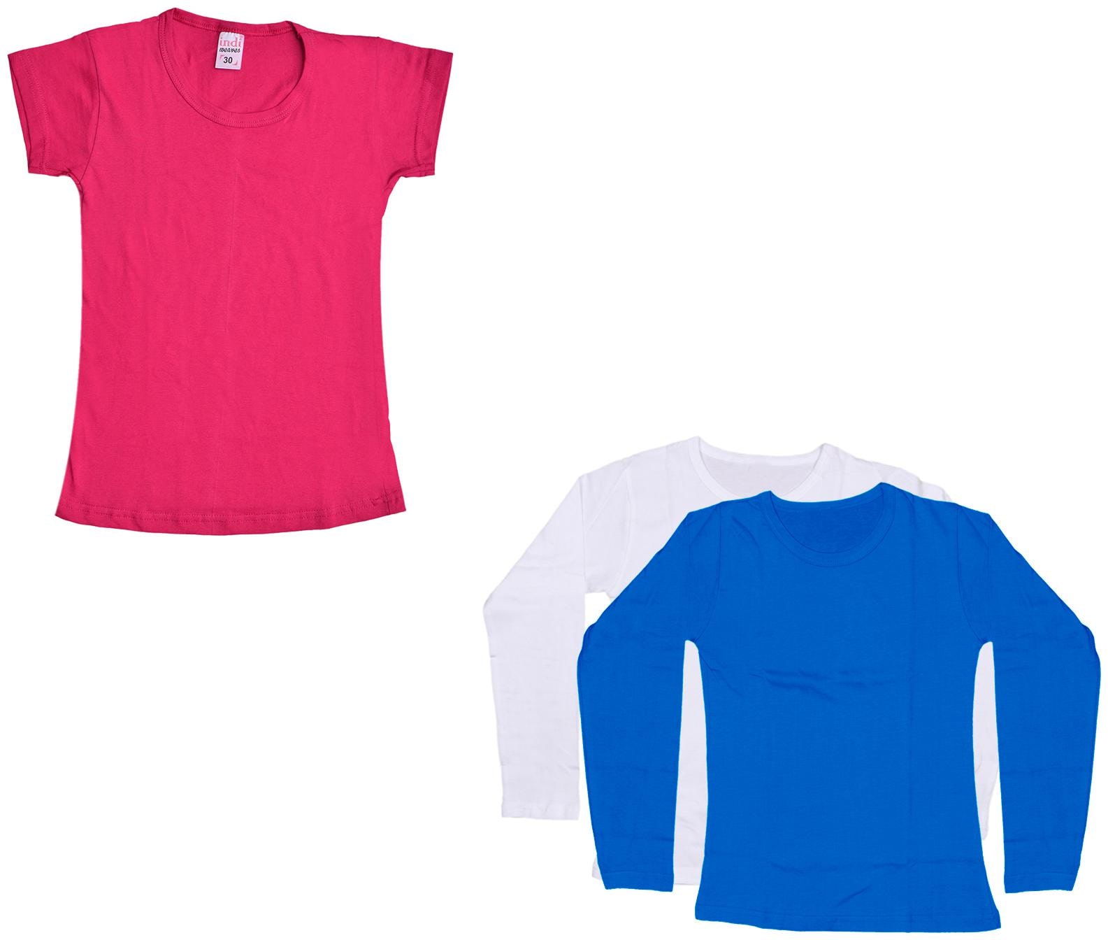

Indiweaves Girl Cotton Solid T shirt - Multi