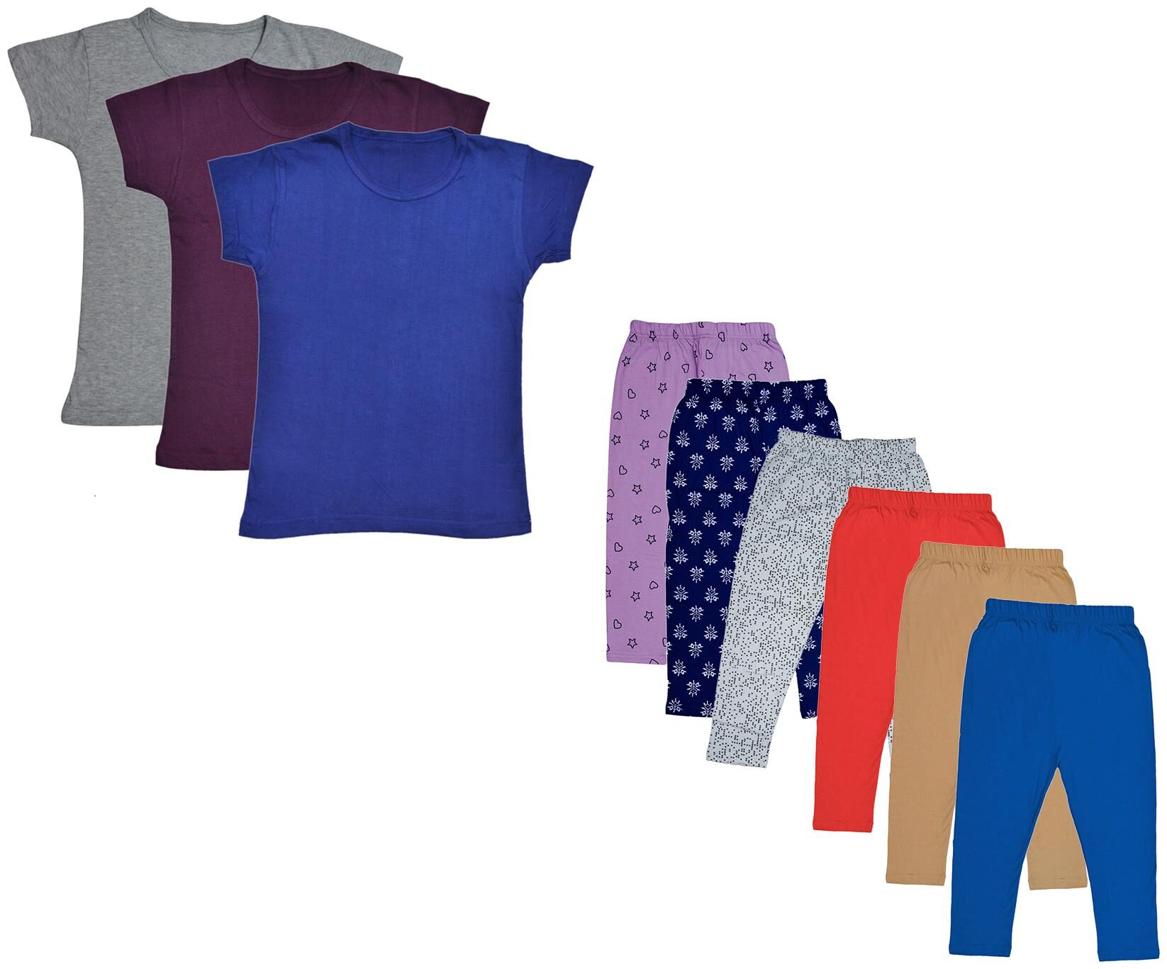 

Indiweaves Girl Cotton Top Bottom Set - Multi
