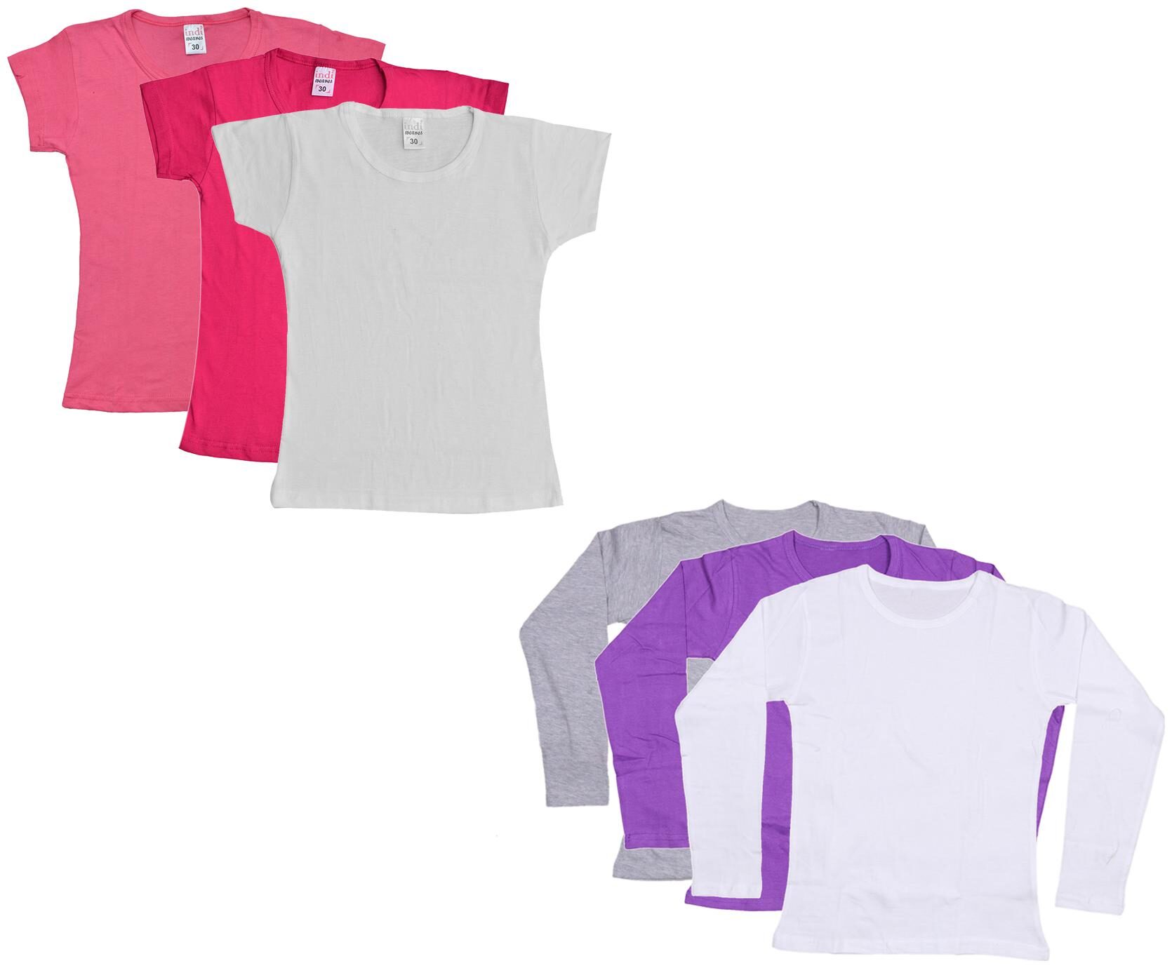 

Indiweaves Girl Cotton Solid T shirt - Multi