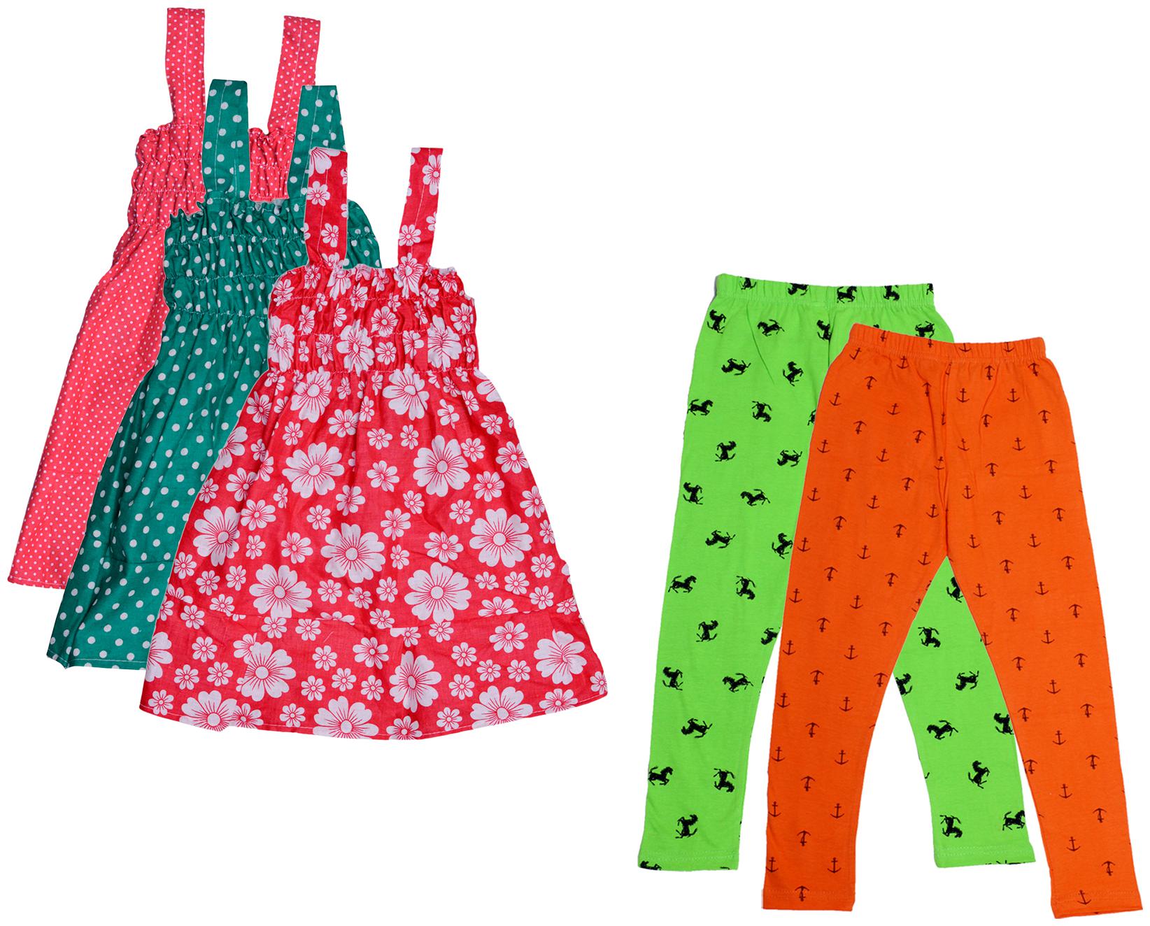 

Indiweaves Girl Cotton Top Bottom Set - Multi