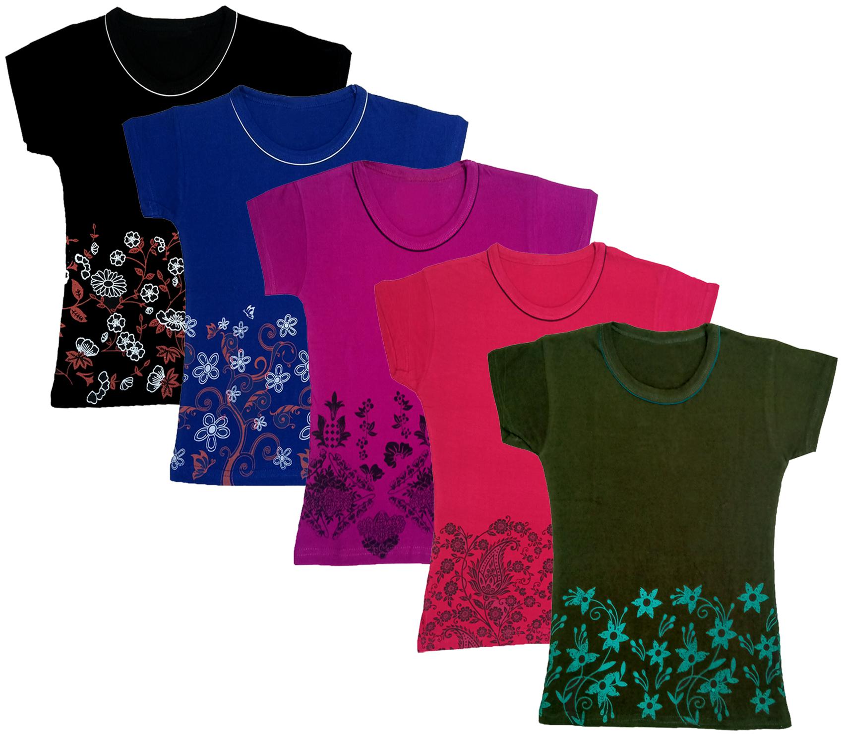

Indiweaves Girl Cotton Printed T shirt - Multi