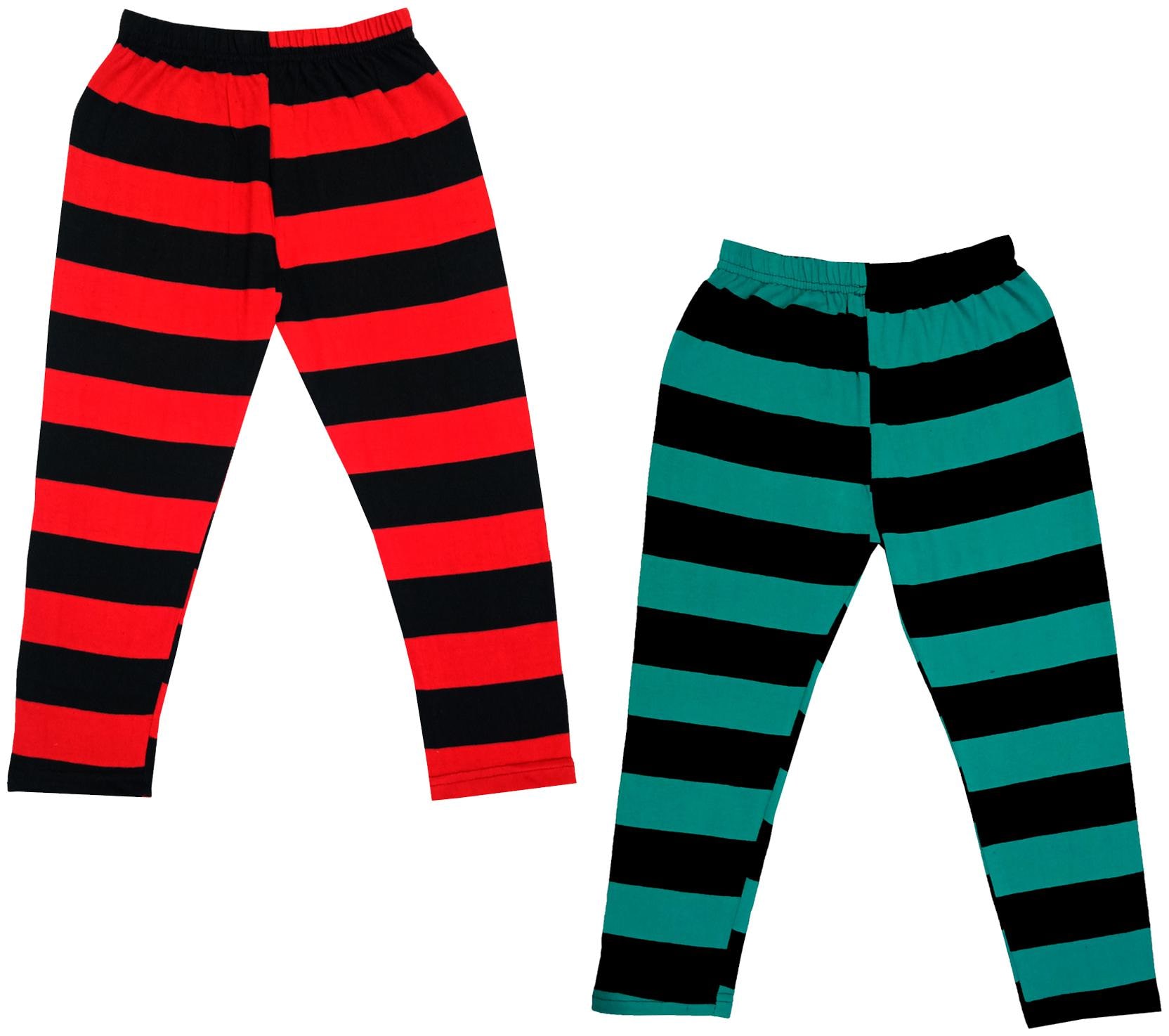

IndiWeaves Girls Cotton Striped Capri 3 4th Leggings (Pack of 2) Multi