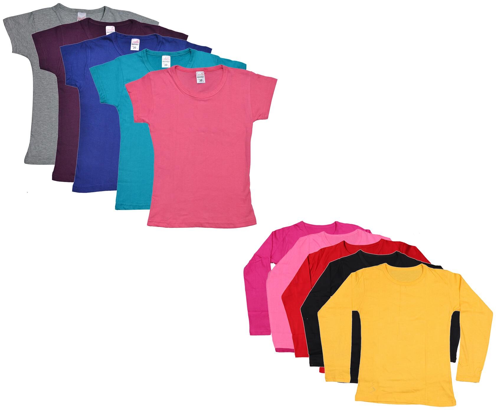 

Indiweaves Girl Cotton Solid T shirt - Multi