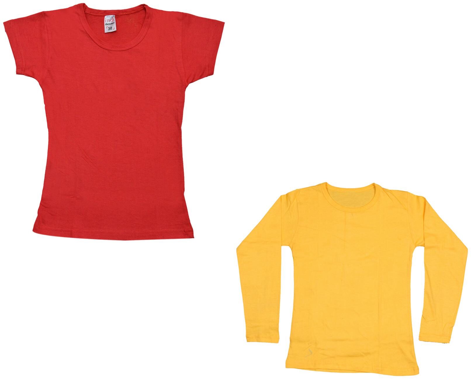 

Indiweaves Girl Cotton Solid T shirt - Multi
