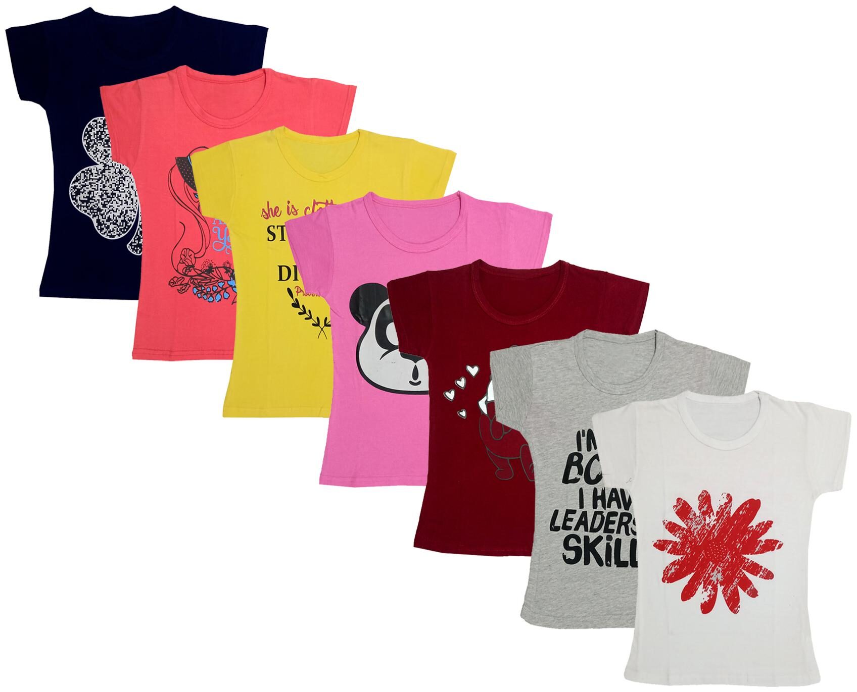 

Indiweaves Girl Cotton Printed T shirt - Multi
