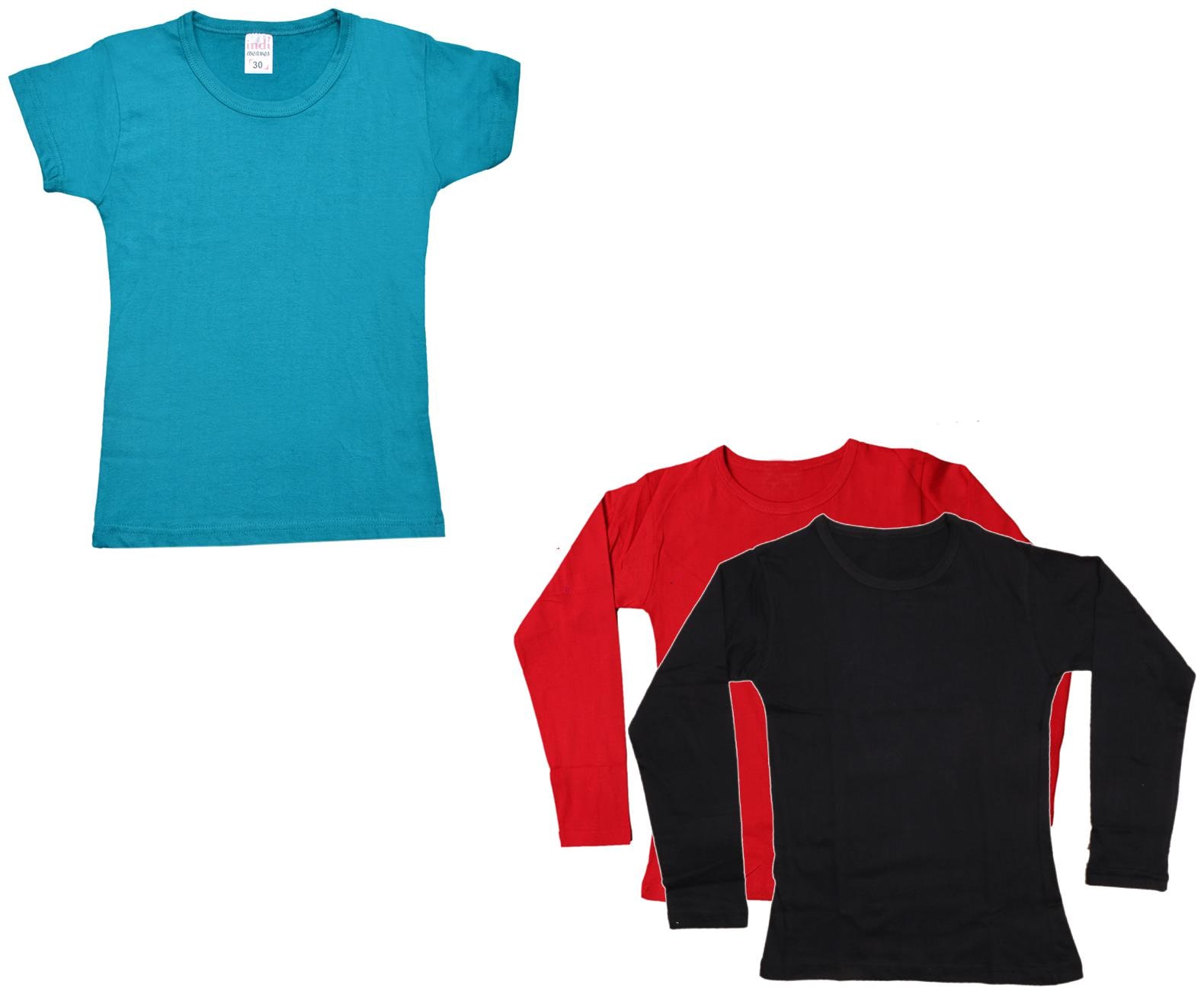 

Indiweaves Girl Cotton Solid T shirt - Multi