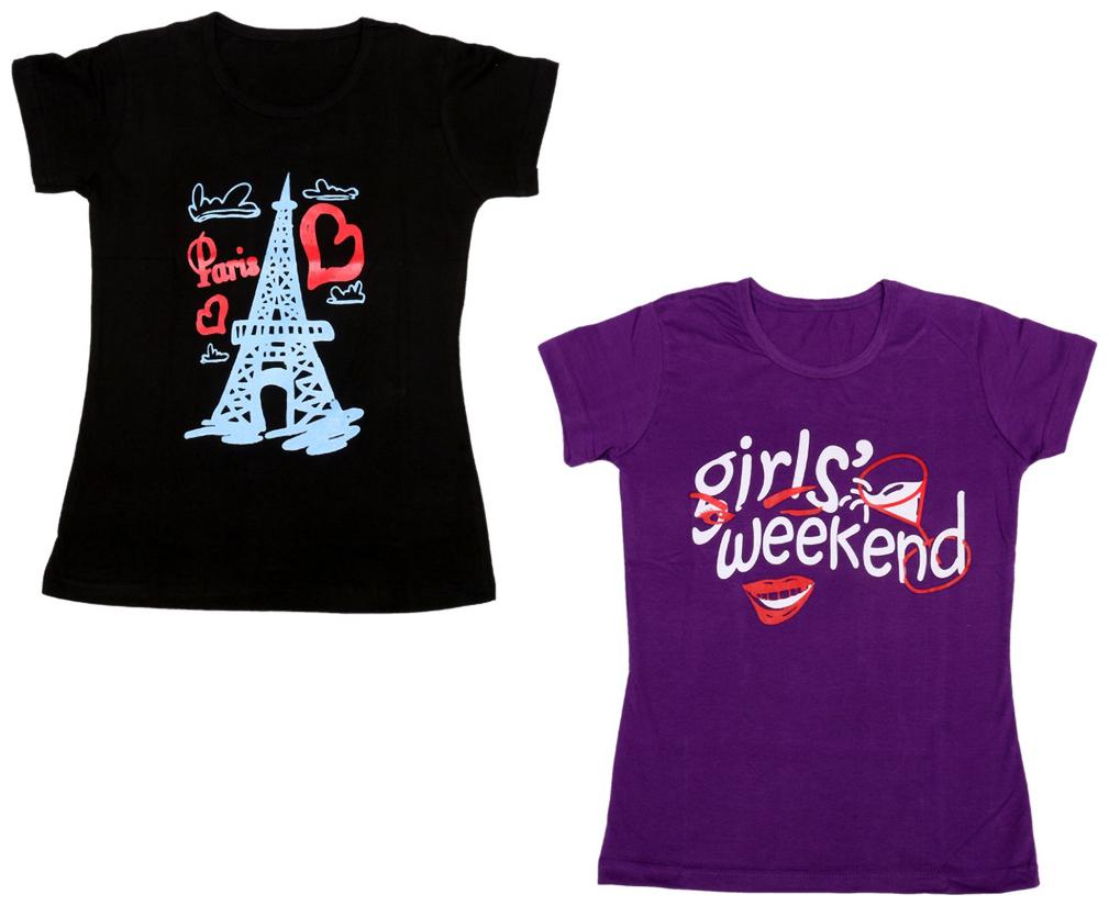 

Indiweaves Girl Cotton Printed T shirt - Blue