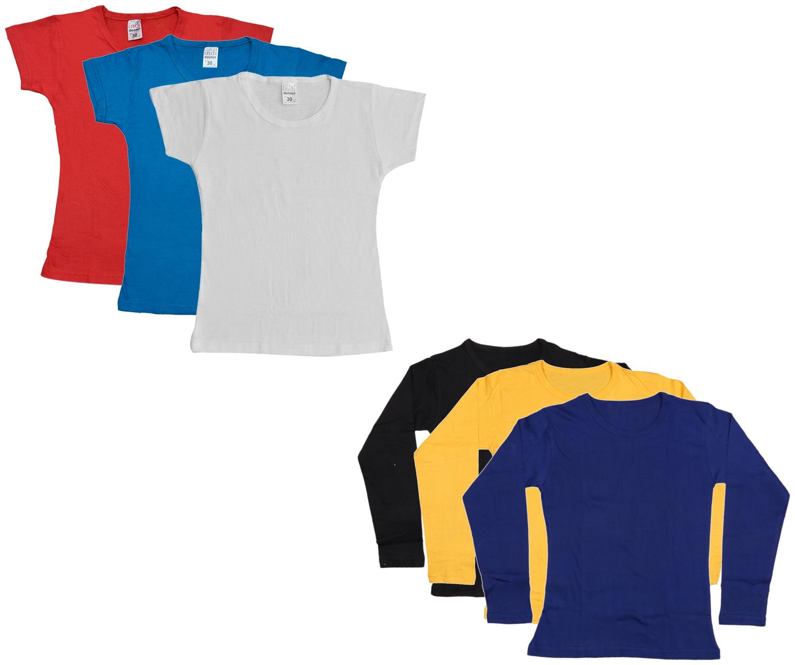 

Indiweaves Girl Cotton Solid T shirt - Multi