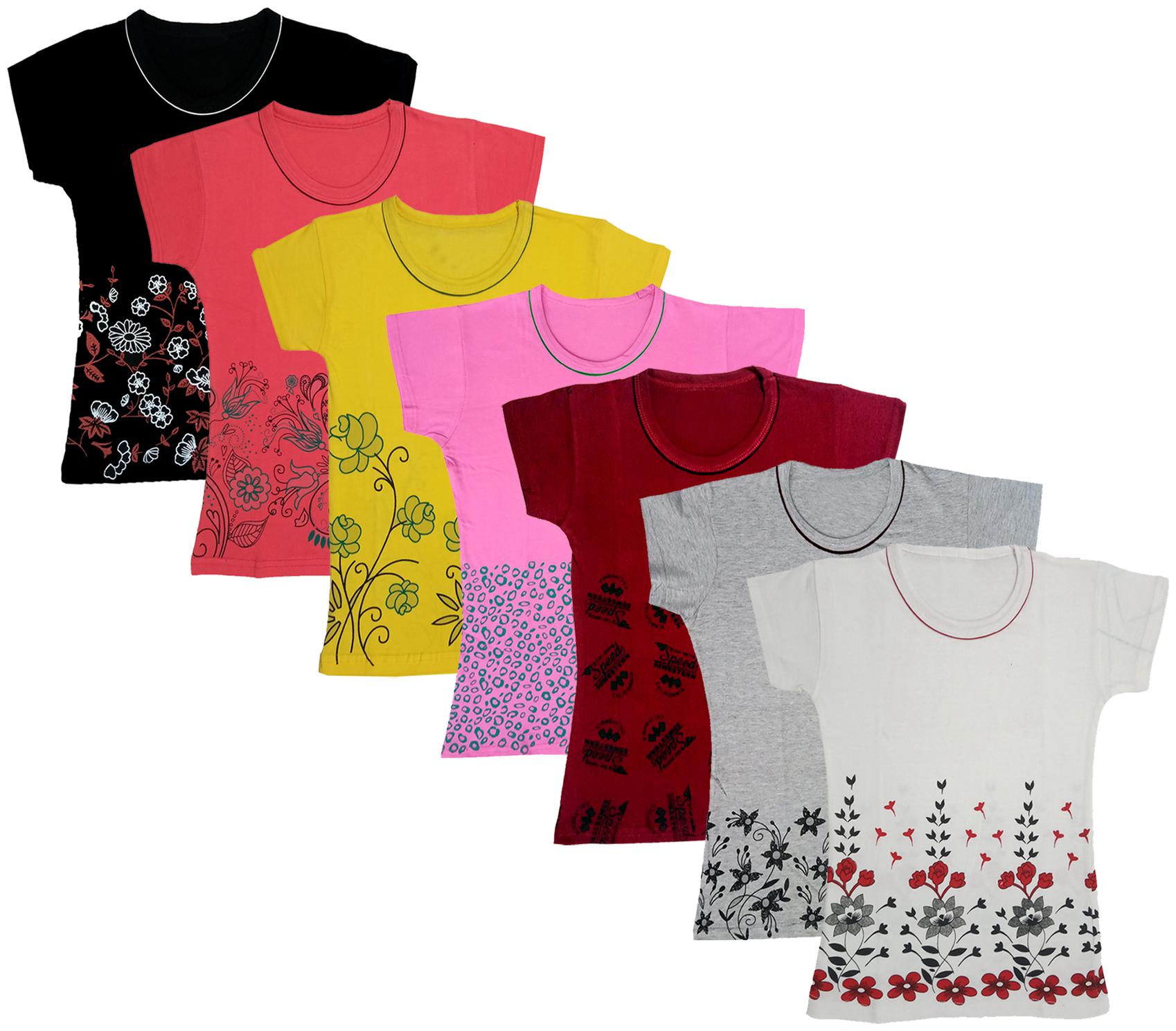 

Indiweaves Girl Cotton Printed T shirt - Multi