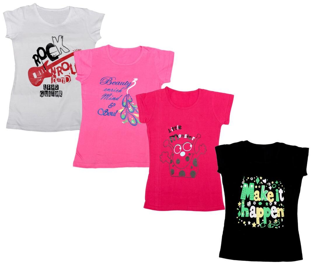 

Indiweaves Girl Cotton Printed T shirt - Multi