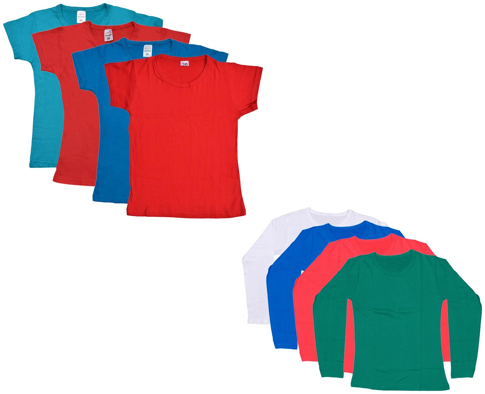 

Indiweaves Girl Cotton Solid T shirt - Multi