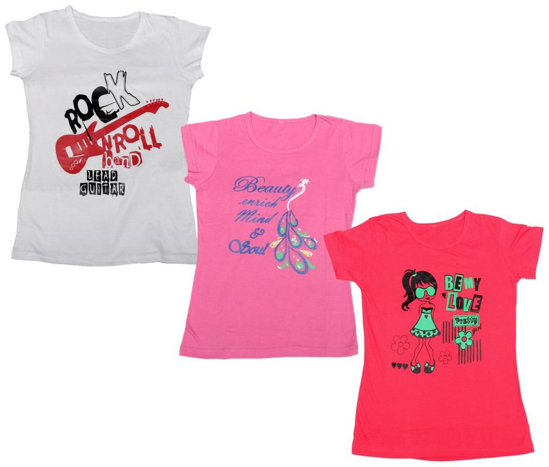 

Indiweaves Girl Cotton Printed T shirt - Multi