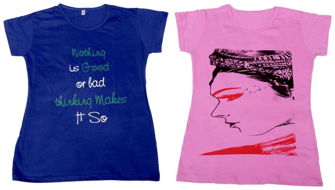 

Indiweaves Girl Cotton Solid T shirt - Multi