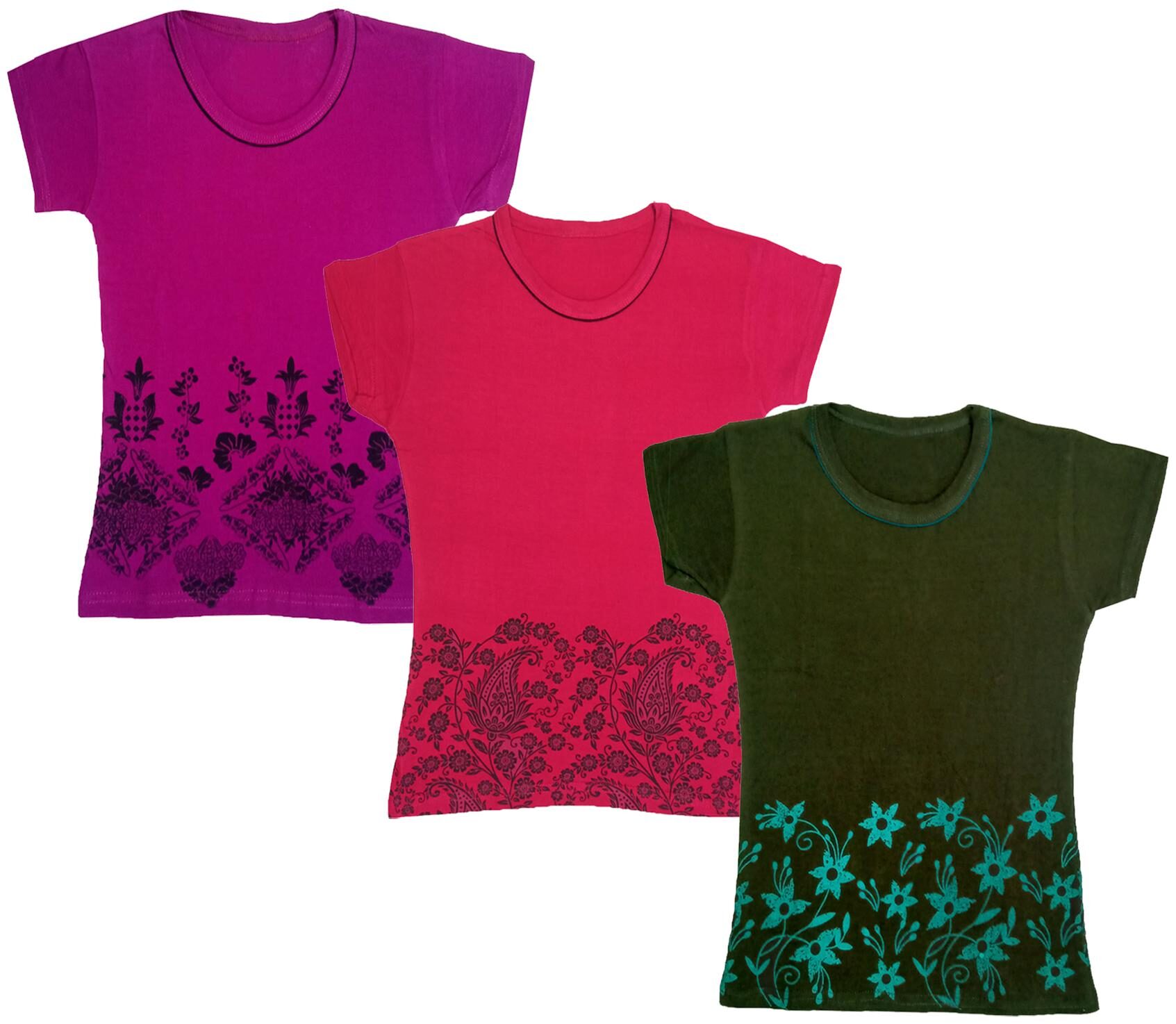 

Indiweaves Girl Cotton Printed T shirt - Multi