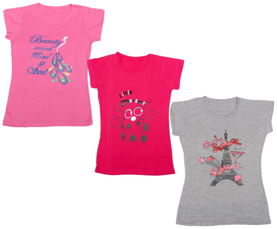 

Indiweaves Girl Cotton Printed T shirt - Multi