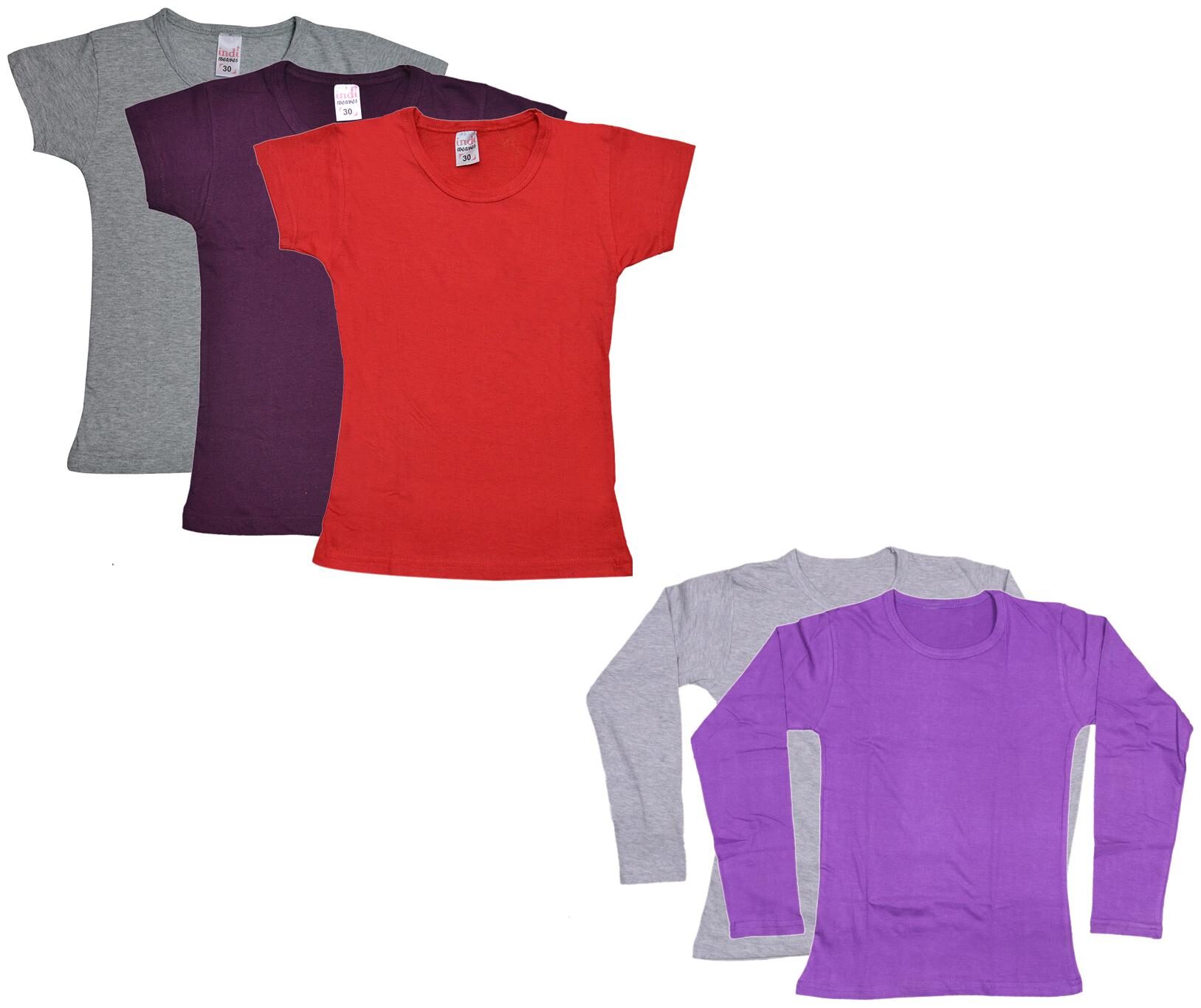 

Indiweaves Girl Cotton Solid T shirt - Multi