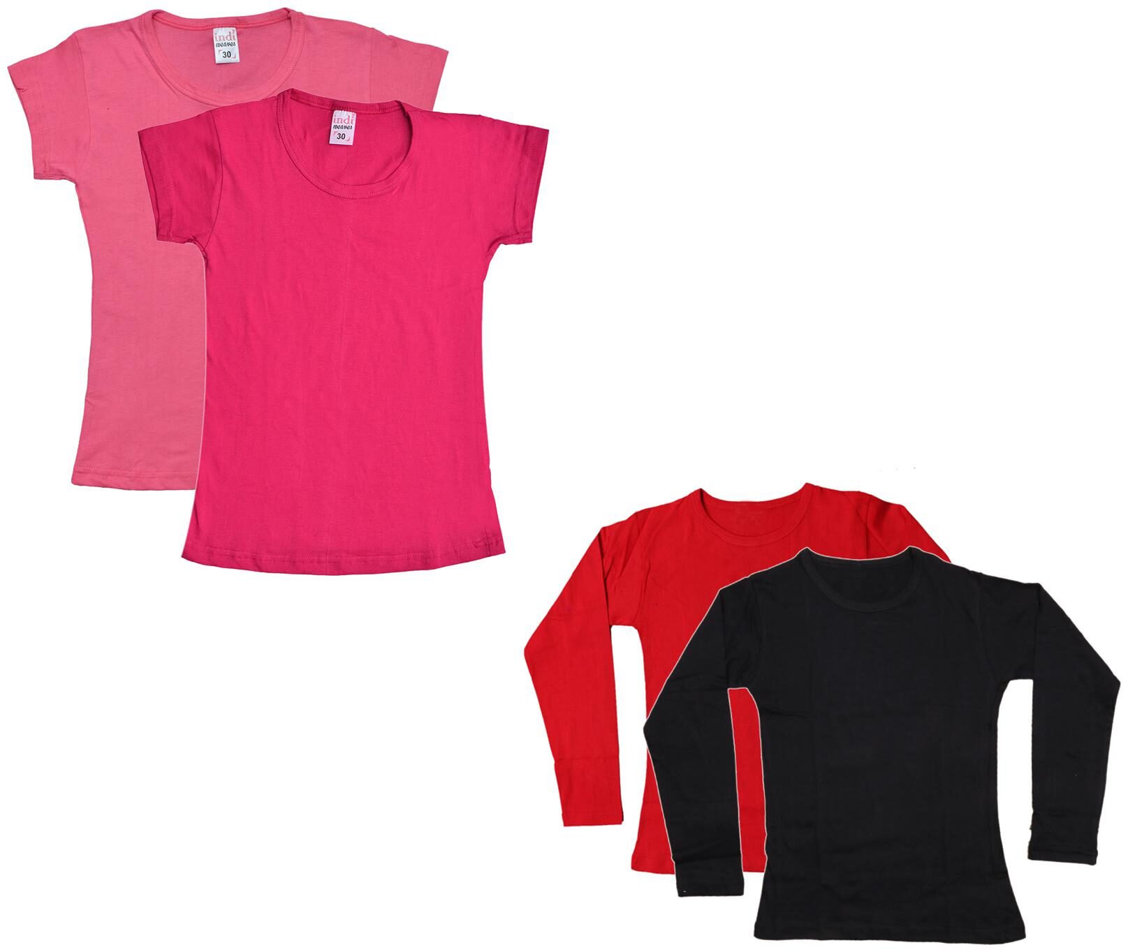 

Indiweaves Girl Cotton Solid T shirt - Multi