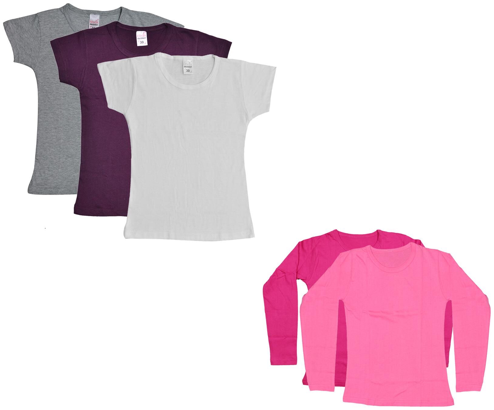

Indiweaves Girl Cotton Solid T shirt - Multi