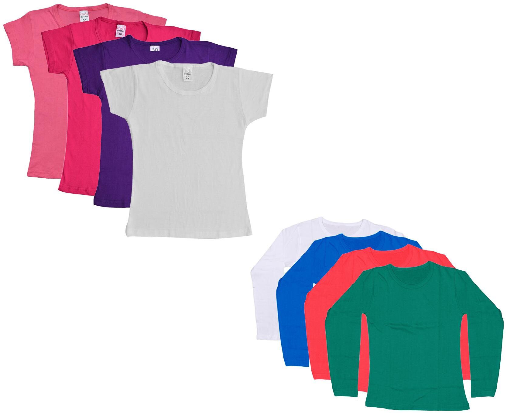 

Indiweaves Girl Cotton Solid T shirt - Multi