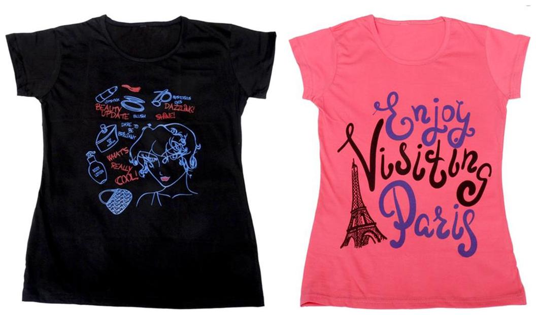 

Indiweaves Girl Cotton Solid T shirt - Multi