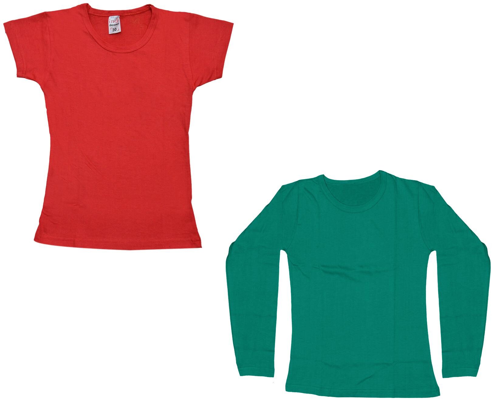 

Indiweaves Girl Cotton Solid T shirt - Green