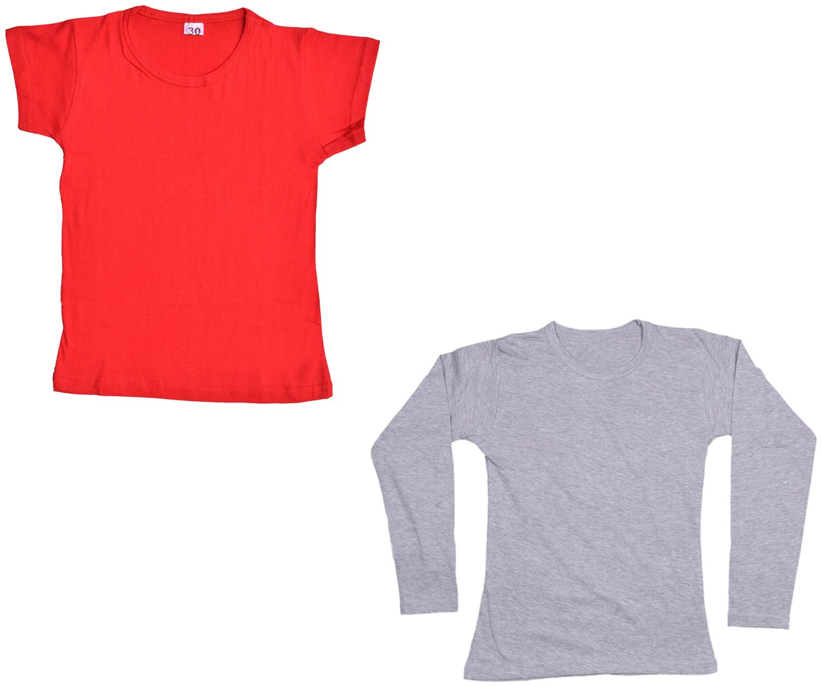 

Indiweaves Girl Cotton Solid T shirt - Multi