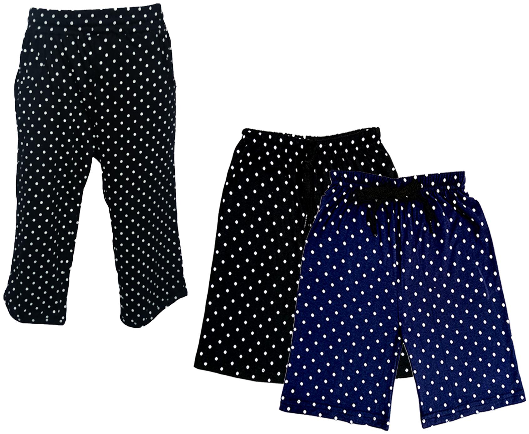 

IndiWeaves Girls Cotton Polka Dots 3 4th Capri and Shorts (Pack of 3) Multi