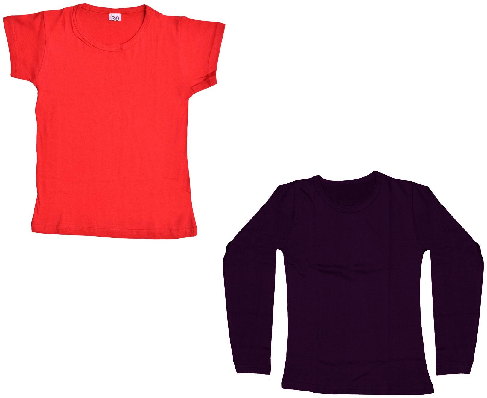 

Indiweaves Girl Cotton Solid T shirt - Purple