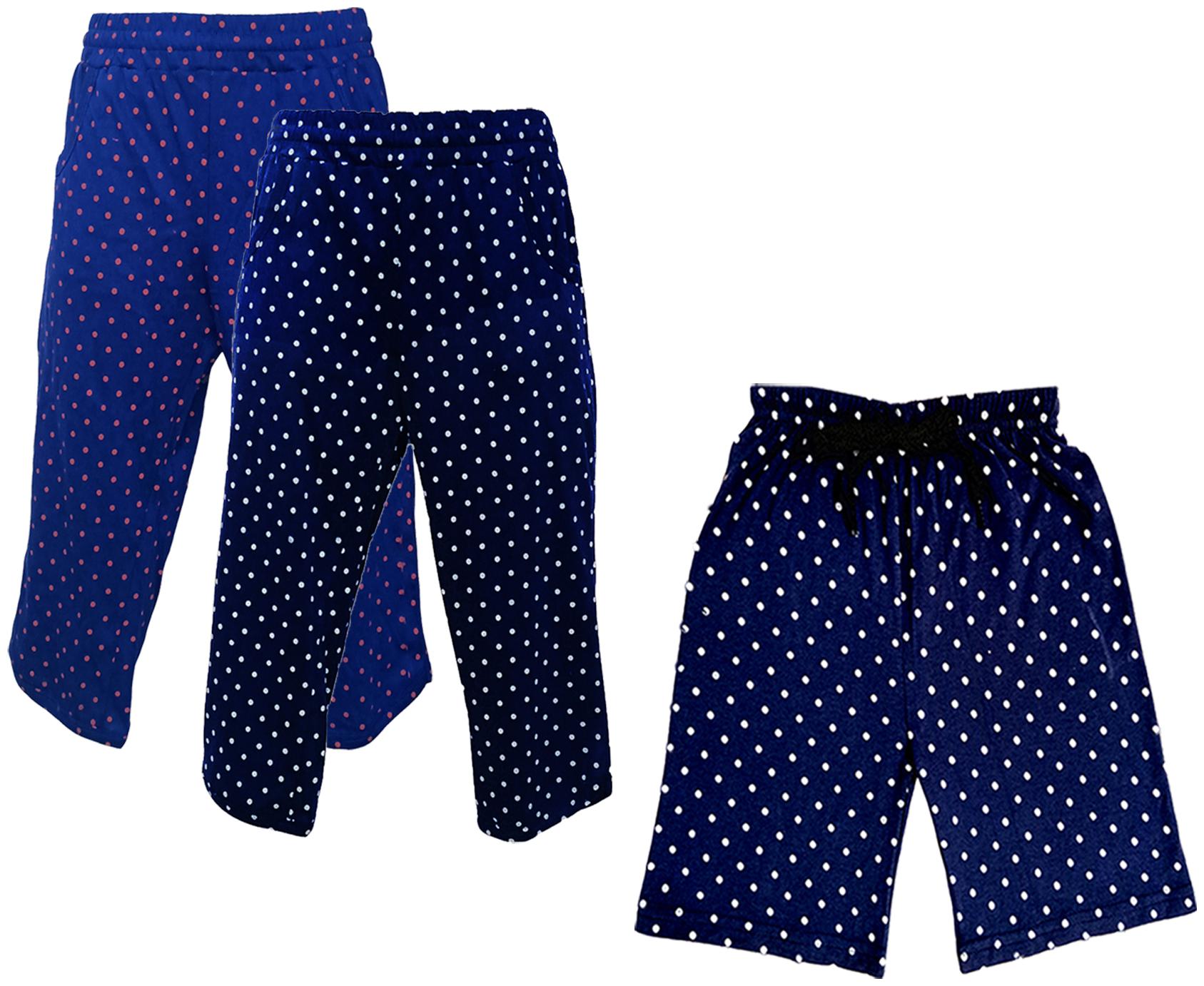 

IndiWeaves Girls Cotton Polka Dots 3 4th Capri and Shorts (Pack of 3) Multi