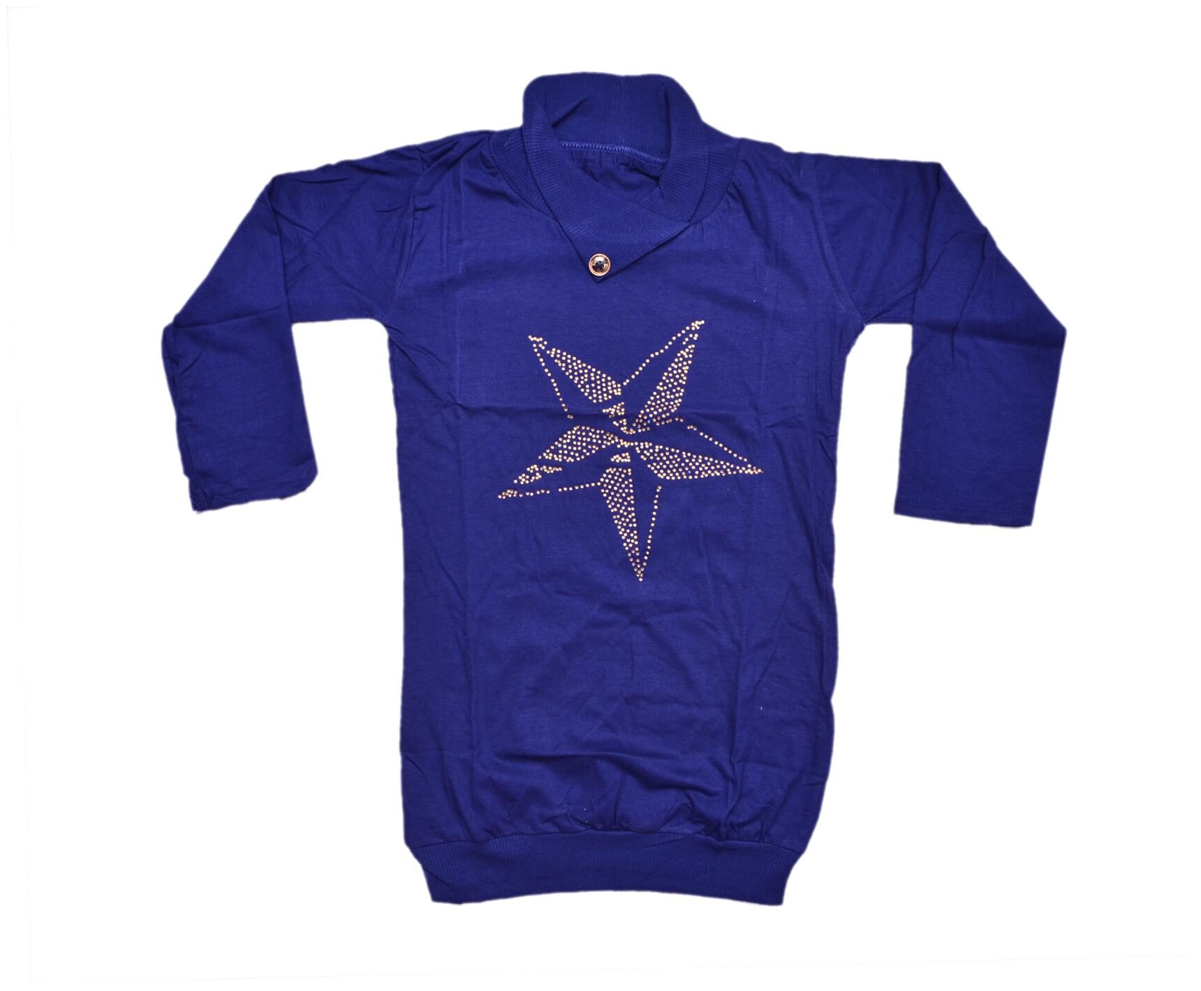 

Indiweaves Girl Cotton Printed Top - Blue