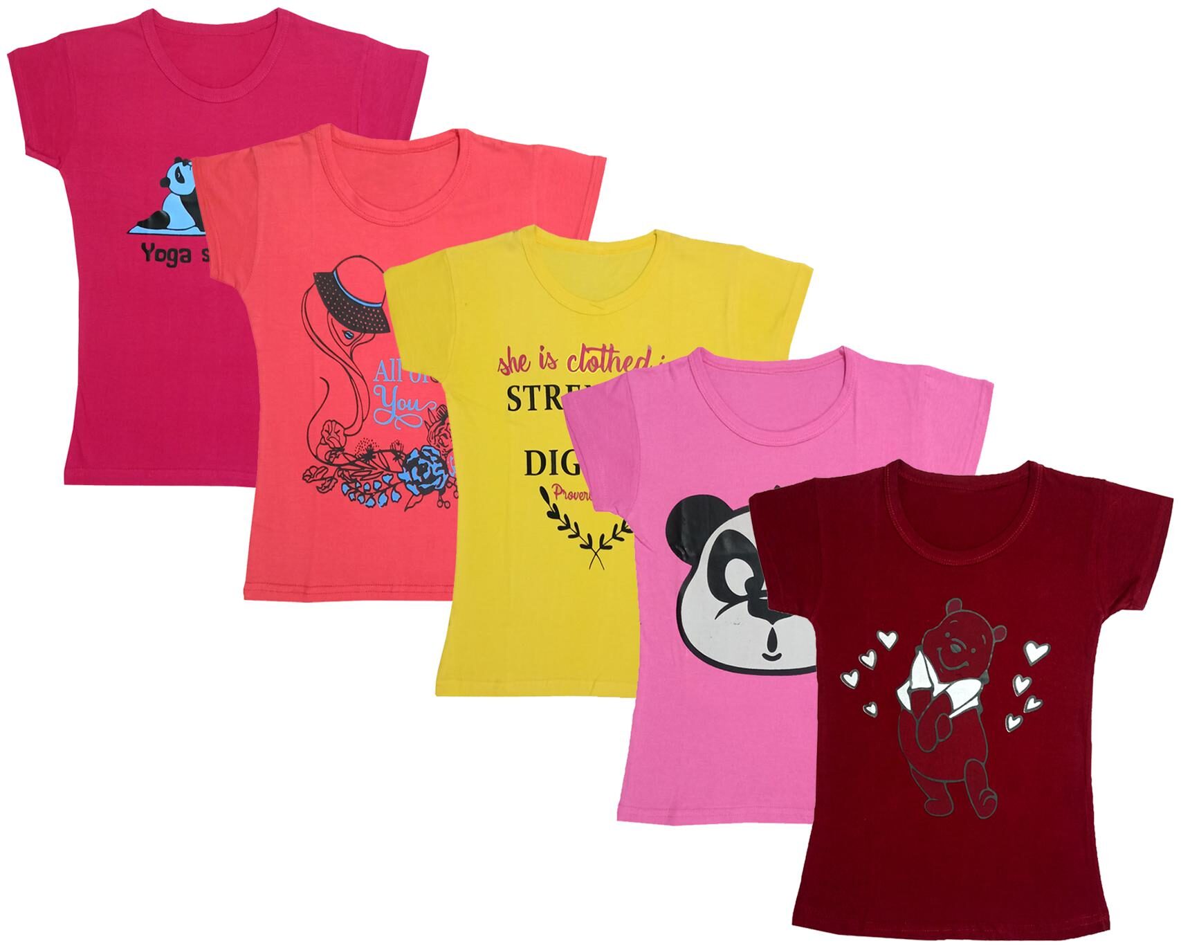 

Indiweaves Girl Cotton Printed T shirt - Multi