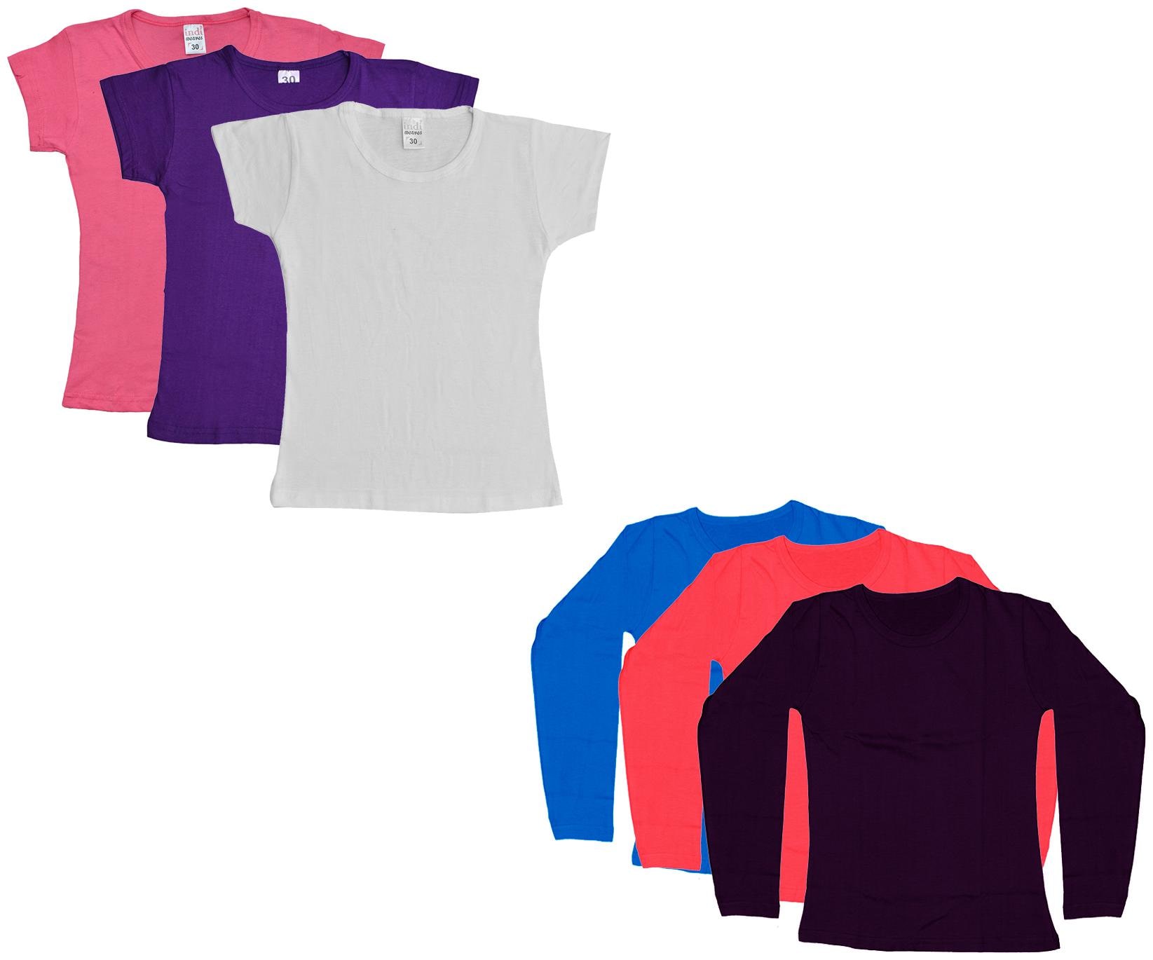 

Indiweaves Girl Cotton Solid T shirt - Multi