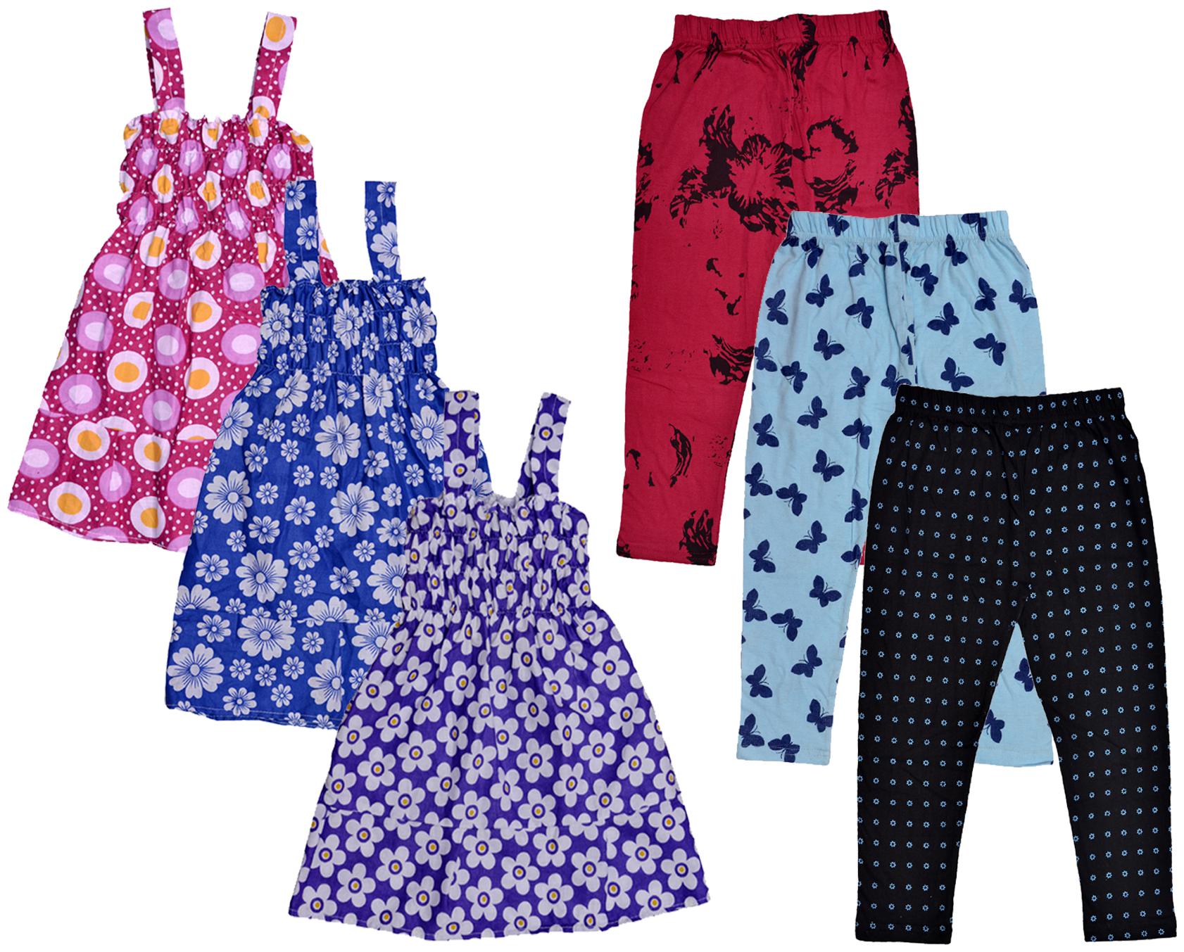 

Indiweaves Girl Cotton Top Bottom Set - Multi