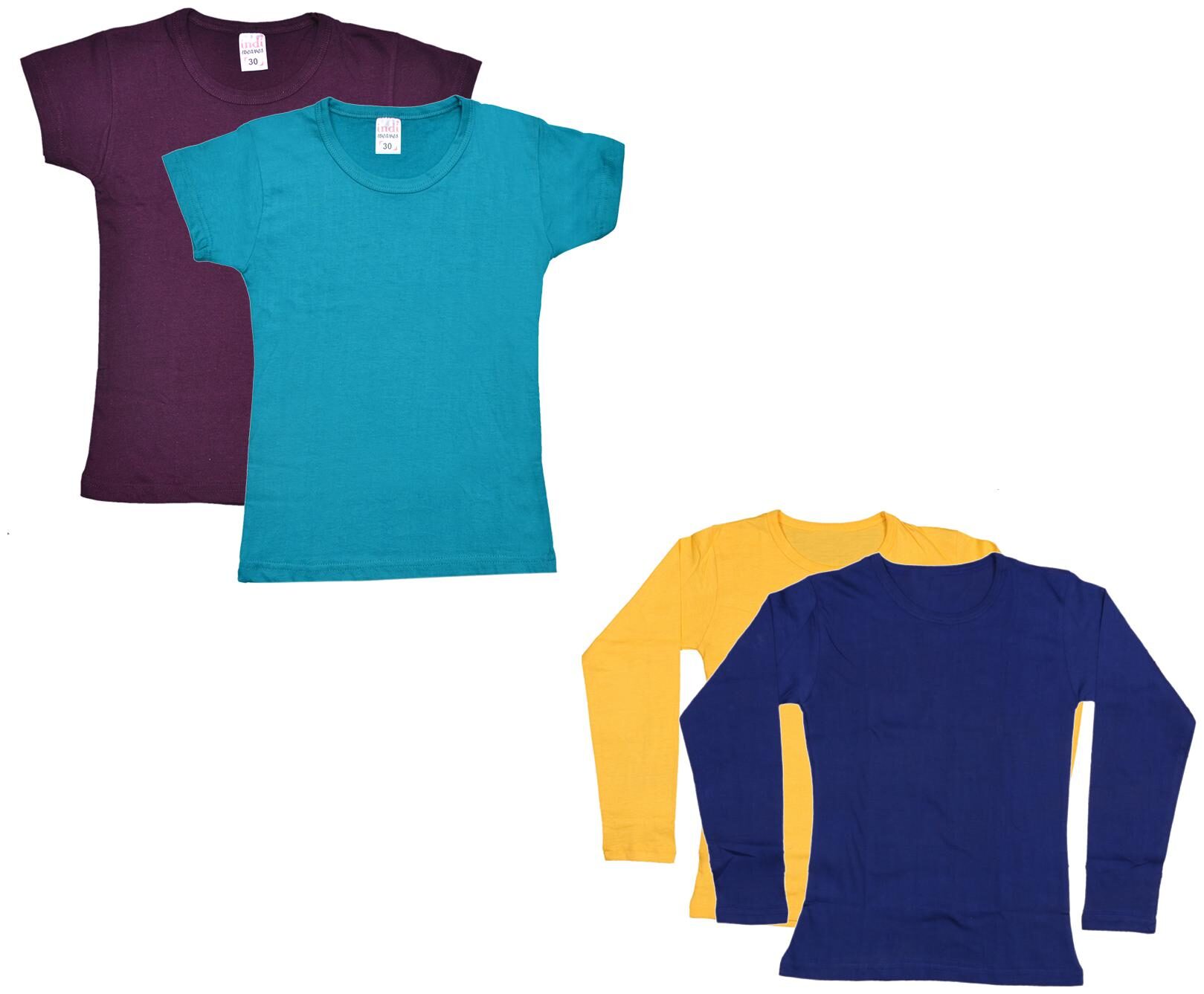 

Indiweaves Girl Cotton Solid T shirt - Multi