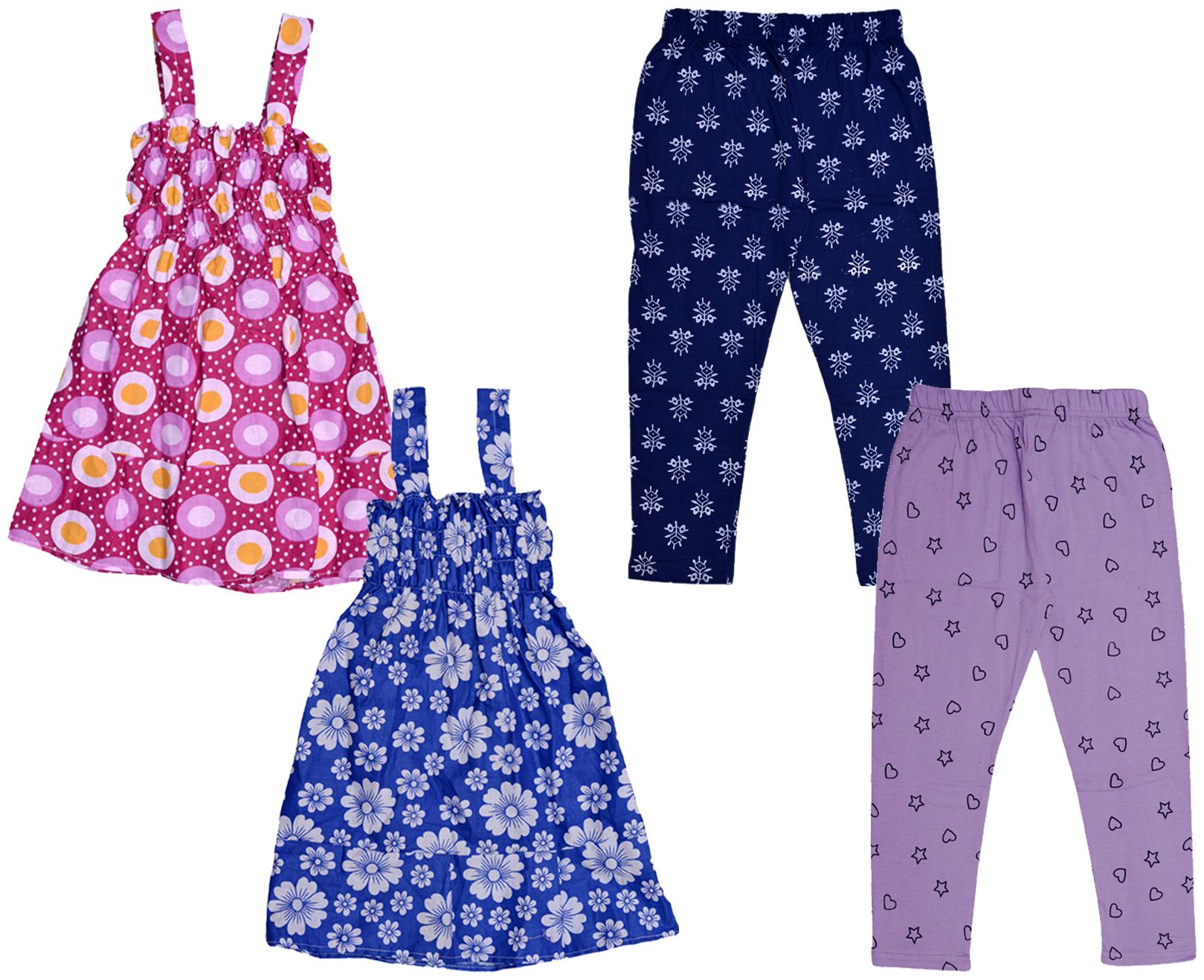 

Indiweaves Girl Cotton Top Bottom Set - Multi