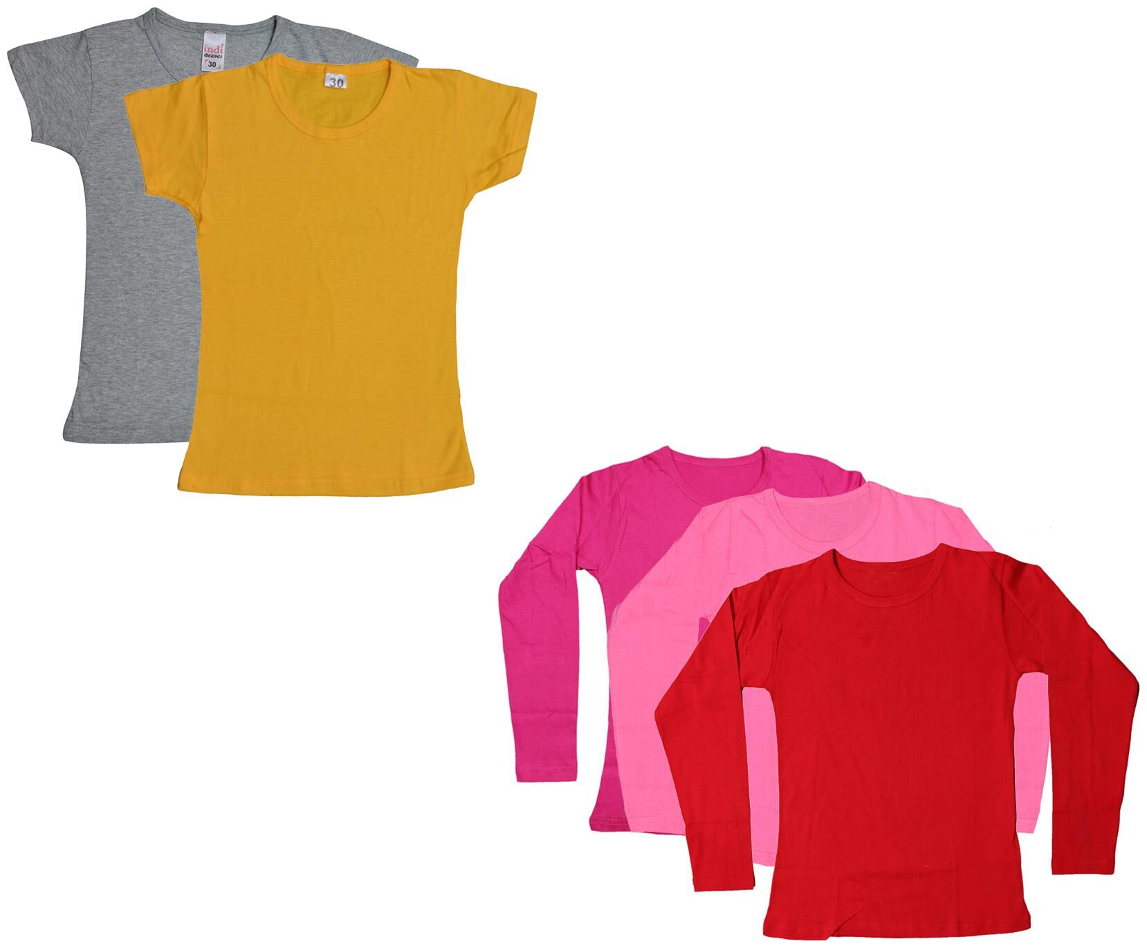 

Indiweaves Girl Cotton Solid T shirt - Multi