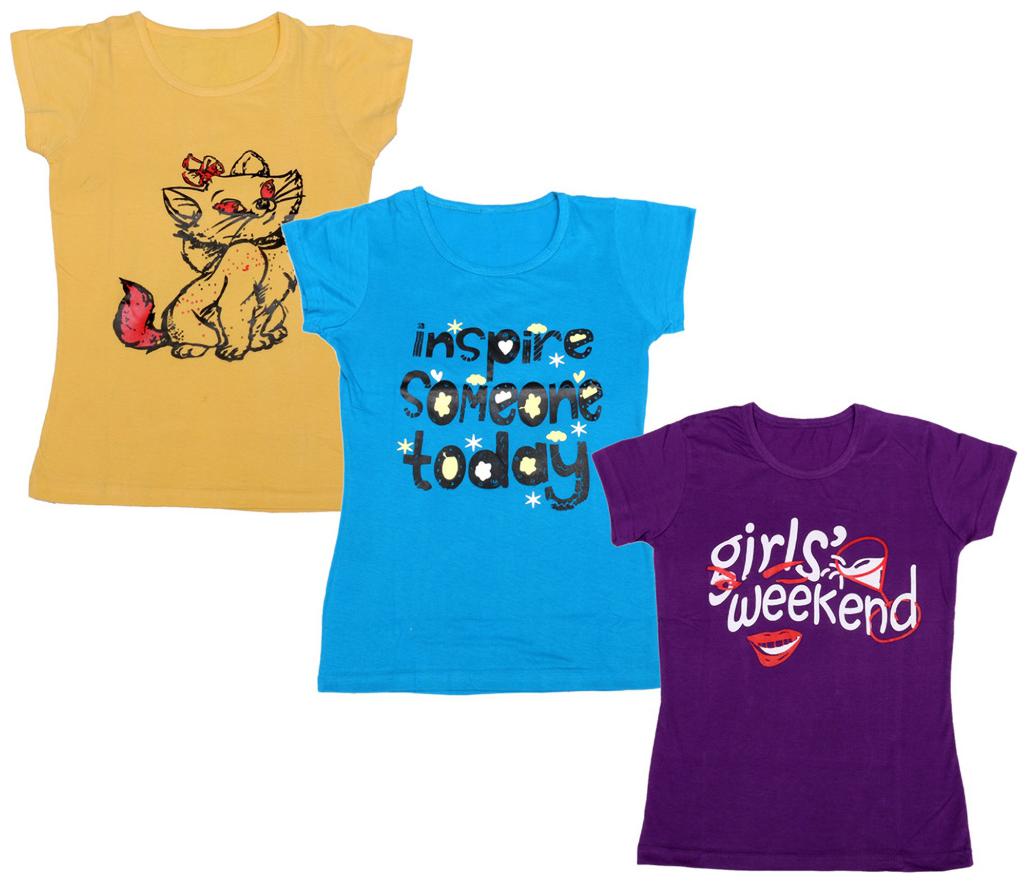 

Indiweaves Girl Cotton Printed T shirt - Multi