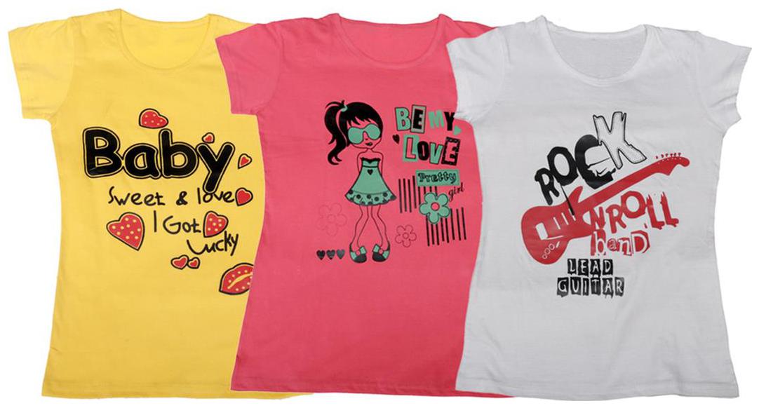 

Indiweaves Girl Cotton Solid T shirt - Multi