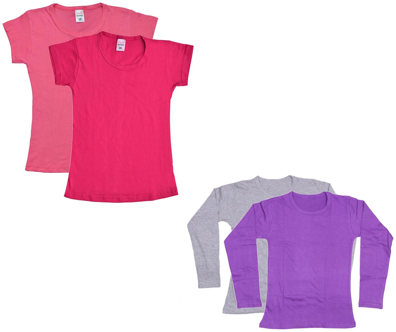 

Indiweaves Girl Cotton Solid T shirt - Multi