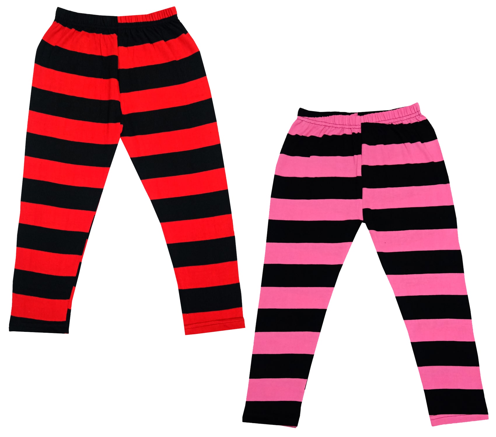 

IndiWeaves Girls Cotton Striped Capri 3 4th Leggings (Pack of 2) Multi