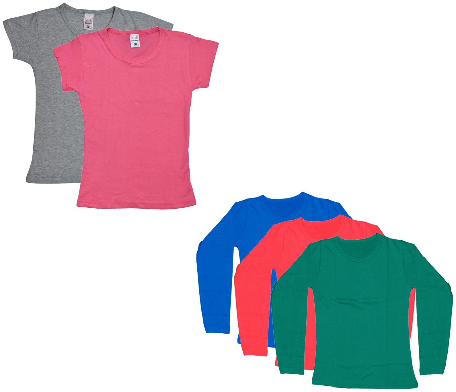 

Indiweaves Girl Cotton Solid T shirt - Multi