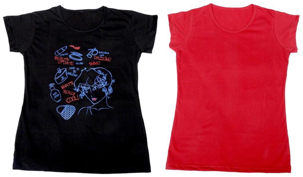

Indiweaves Girl Cotton Solid T shirt - Multi